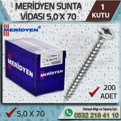 Meridyen 5x70 Çinko Sunta Vidası (200 ADET)