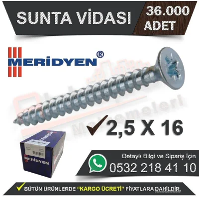 Meridyen Sunta Vidası 2,5X16 (36.000 Adet)